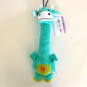 NEW Dog Toy Snuggler with Squeaker Stuffed Animal Blue Giraffe | Patchwork